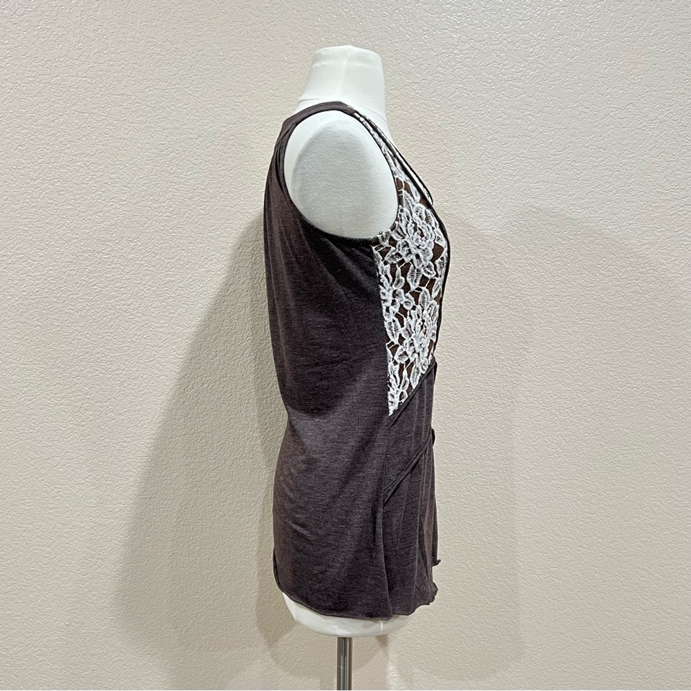 Mystree Brown Sleeveless Top with Ivory Lace Size Small - Picture 6 of 16